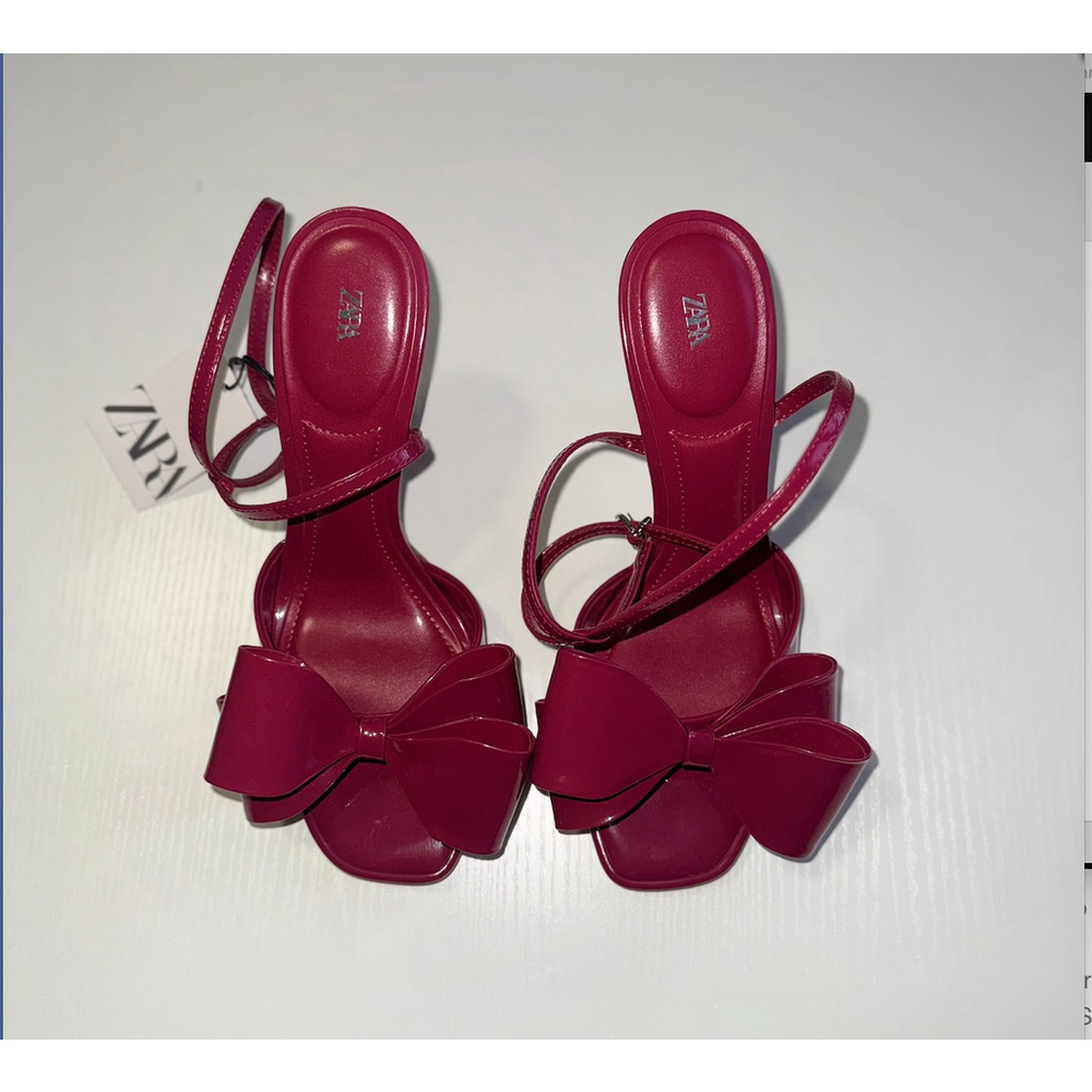 Zara Patent Effect Bow Sandals Size 39 - Picture 7 of 11